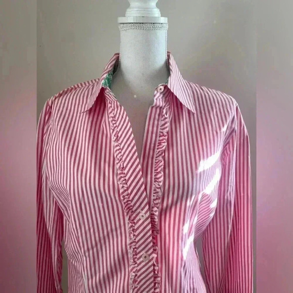 Lilly Pulitzer striped button down shirt Size 12 - Picture 2 of 12